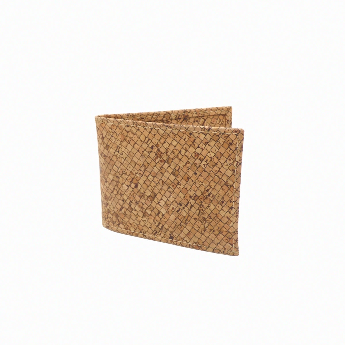 Portefeuille plié en liège tissé damier naturel — Cork Design, 3 volets, Portugal