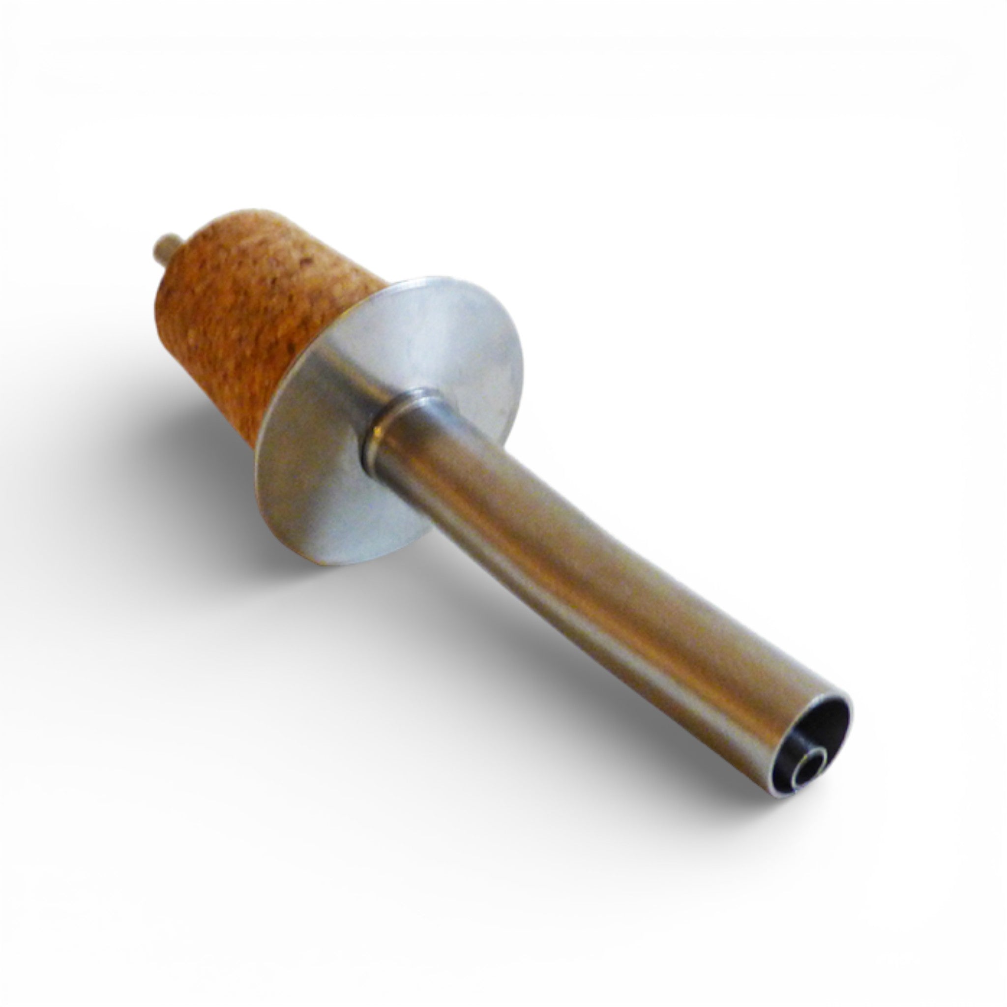 Viking cork and stainless steel pourer for oil and spirits, showcasing a natural cork top and sleek design.
