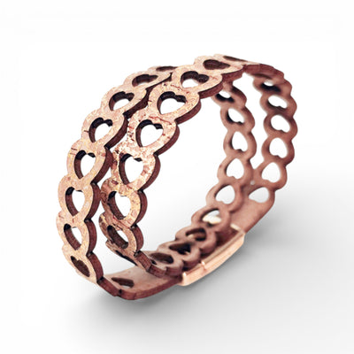 Bracelet coeur dore double en liège — Artipel femme cadeau bijoux artisanat Portugal