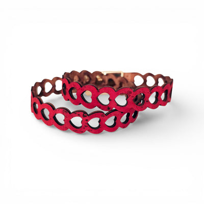 Bracelet double cœur rouge en liège du Portugal — Artipel cadeau