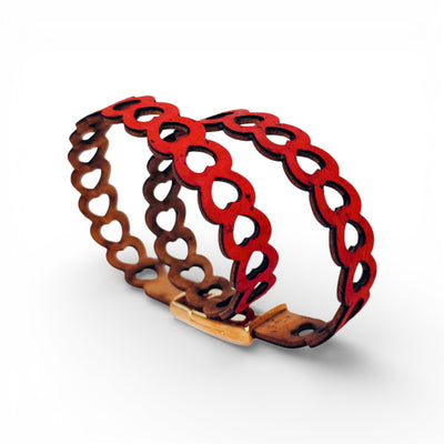 Bracelet cœur rouge liège — Artipel double Saint-Valentin