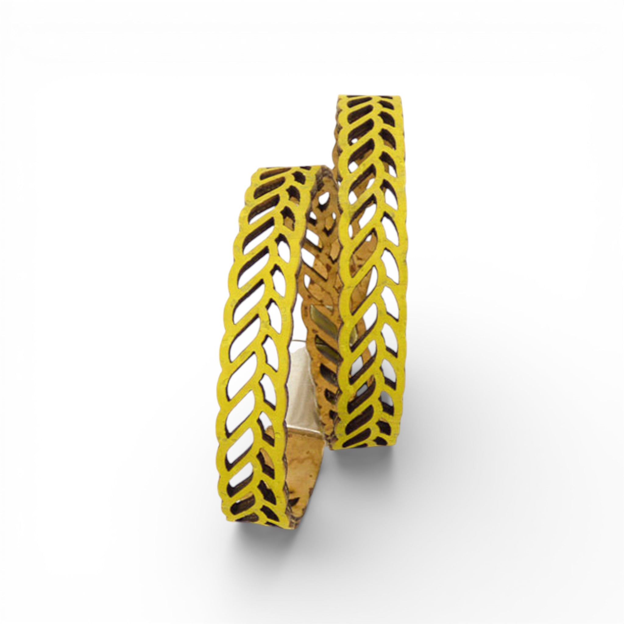 Double "Rayon de Soleil" bracelet in perforated cork, yellow design for women by Artipel.