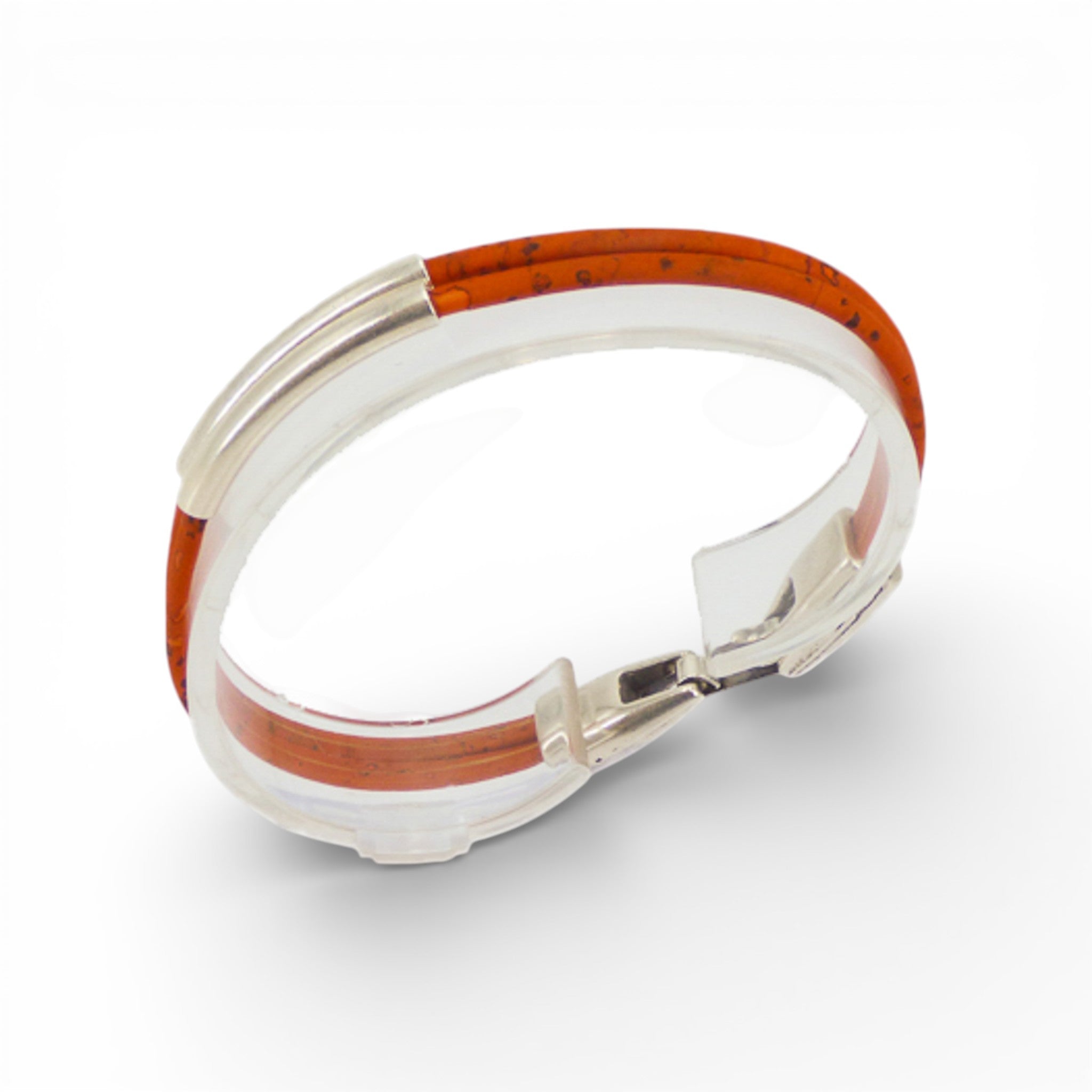 Bracelet vegan et éco-responsable en liège naturel du Portugal : Bracelet Fin Double Cordon Orangé - Artipel - Home & Liège