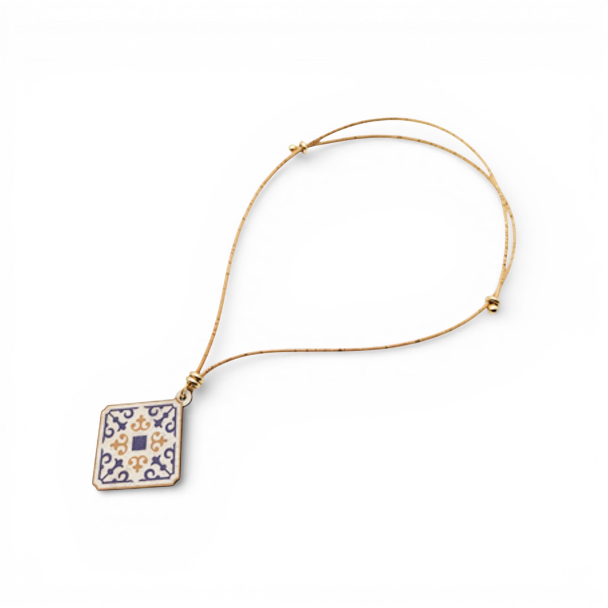 Collier "Azulejo" en liège de la marque Artipel, présentant un design moderne avec des motifs colorés.