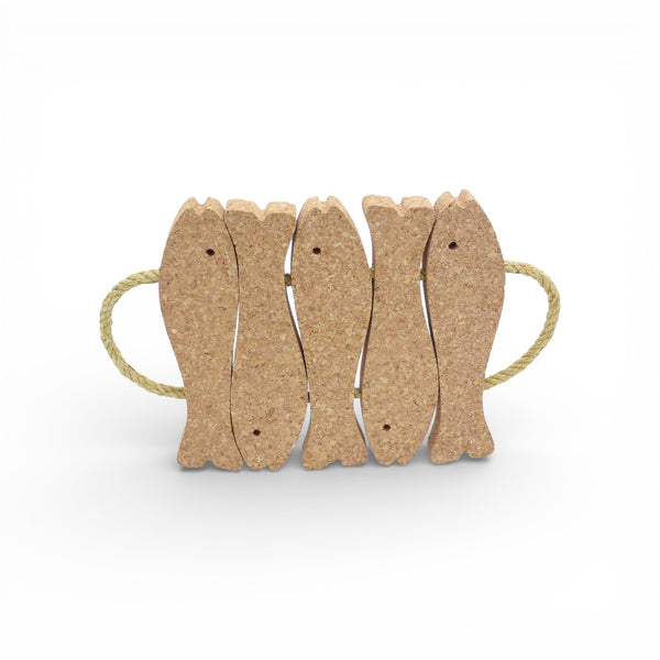 Viking Sardines en Liège naturel, dessous de plat en liège avec motif de sardines, idéal pour art de la table.