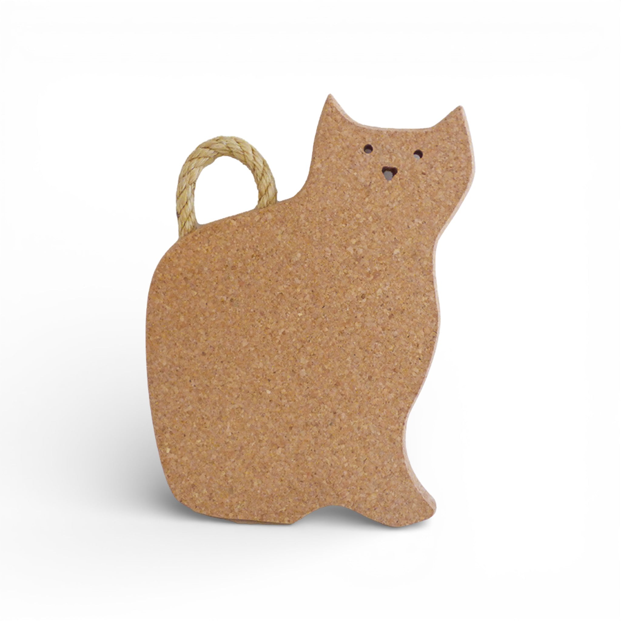 Dessous de plat chat en liège naturel uni — Viking, anse en jute, face, Portugal