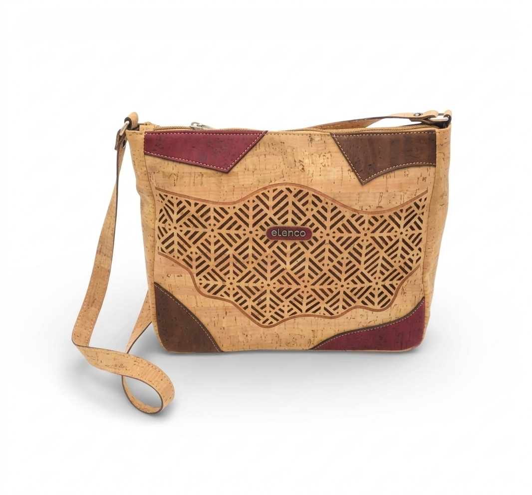 Sac bandoulière Mosaïque Elenco en liège - vue perspective, format compact - Portugal