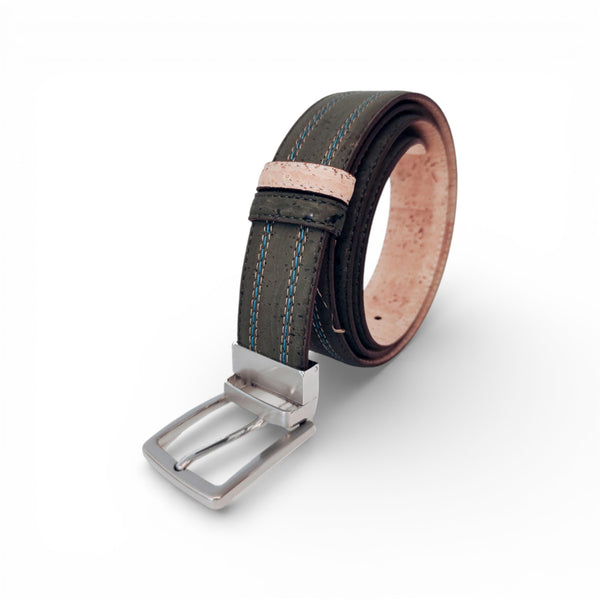 Réversible ceinture pointillée en liège de TC Cortiça, montrant le design et la texture du matériau naturel.