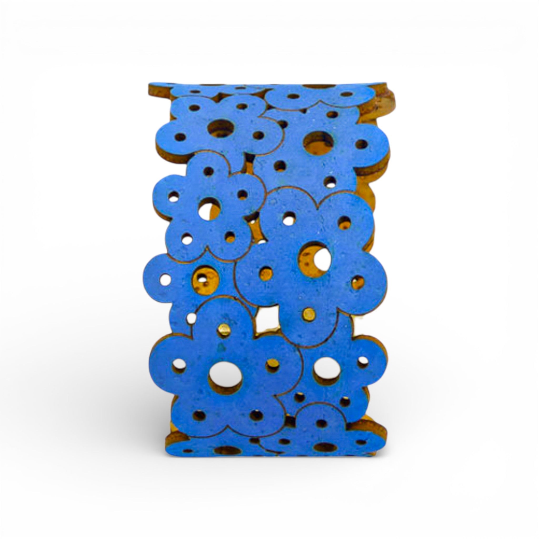 Bracelet vegan et éco-responsable en liège naturel du Portugal : Bracelet Manchette Fleur Bleu - Artipel - Home & Liège