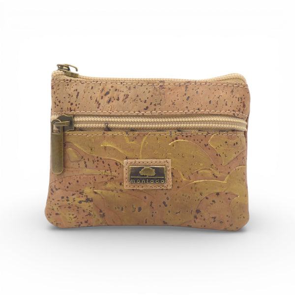 Porte-monnaie double zip Compact Montado - variante noire - liège teinté artisanal