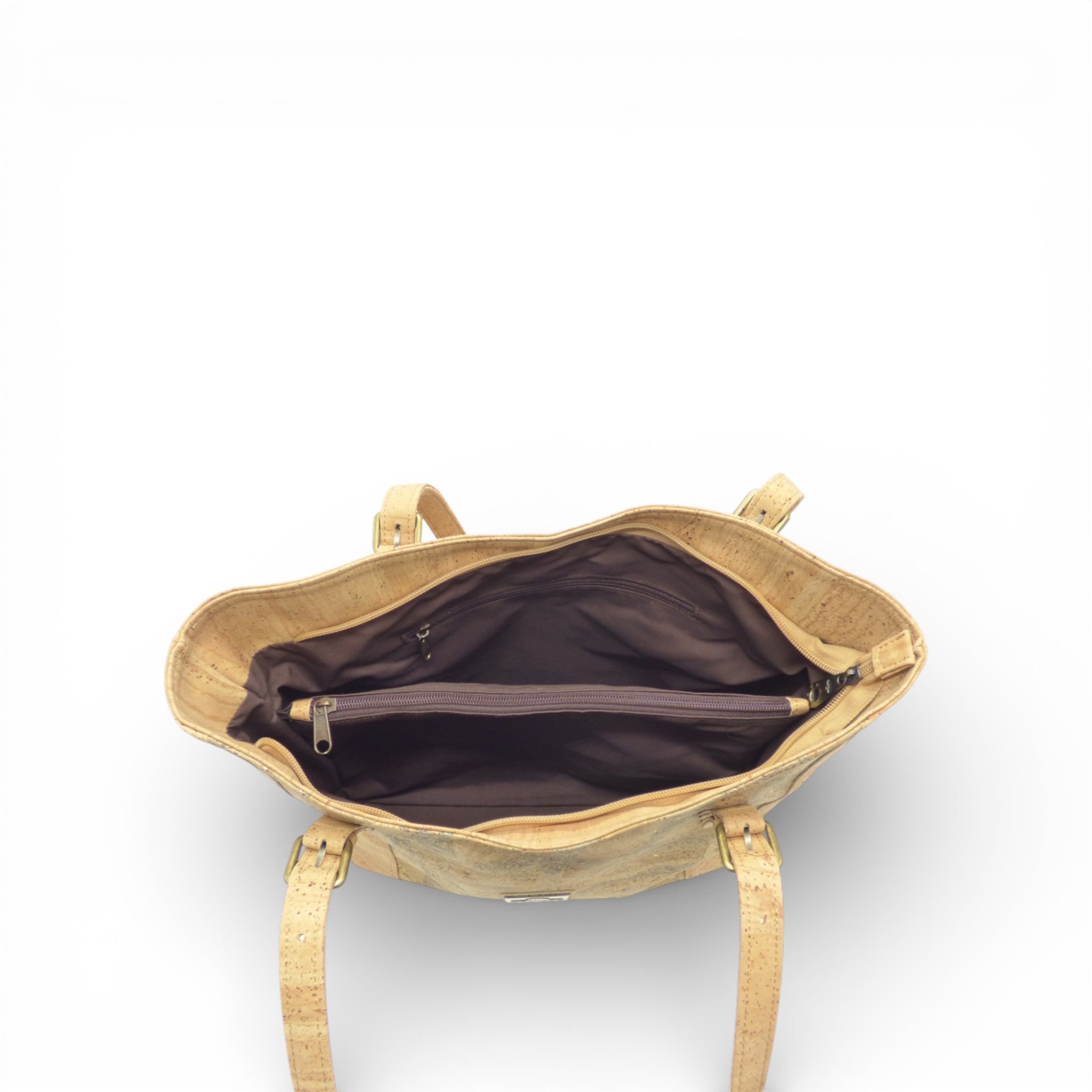 Sac liège format moyen femme — Élégance Montado ouvert détail rangement