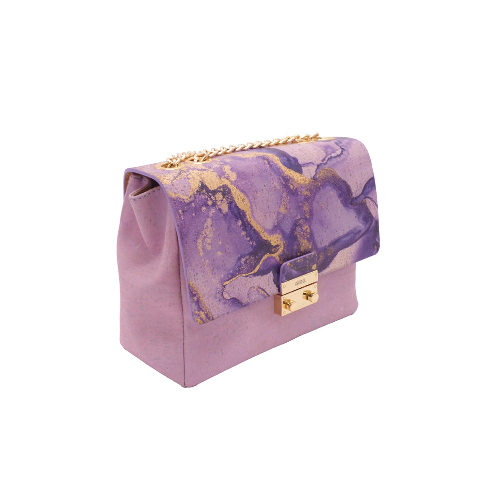 Sac Inspira Mauve Artipel en liège - vue trois quarts, liège marbré