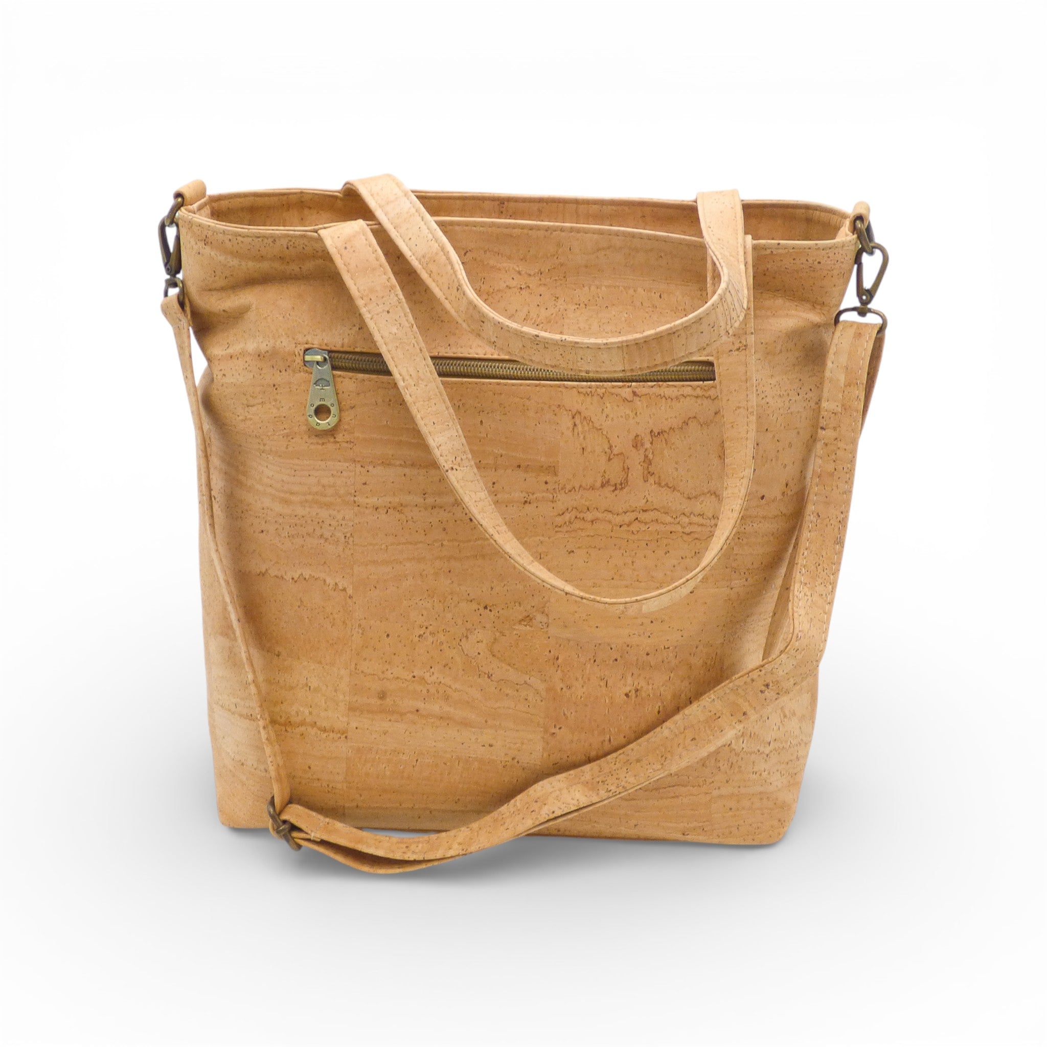 Sac bicolore kaki Montado en liège - détail anse ajustable - Portugal