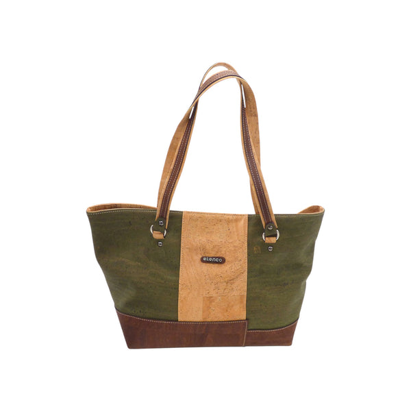 Moyen format sac cabas Elenco en tissu, avec poignée et style élégant, posé sur une surface blanche.