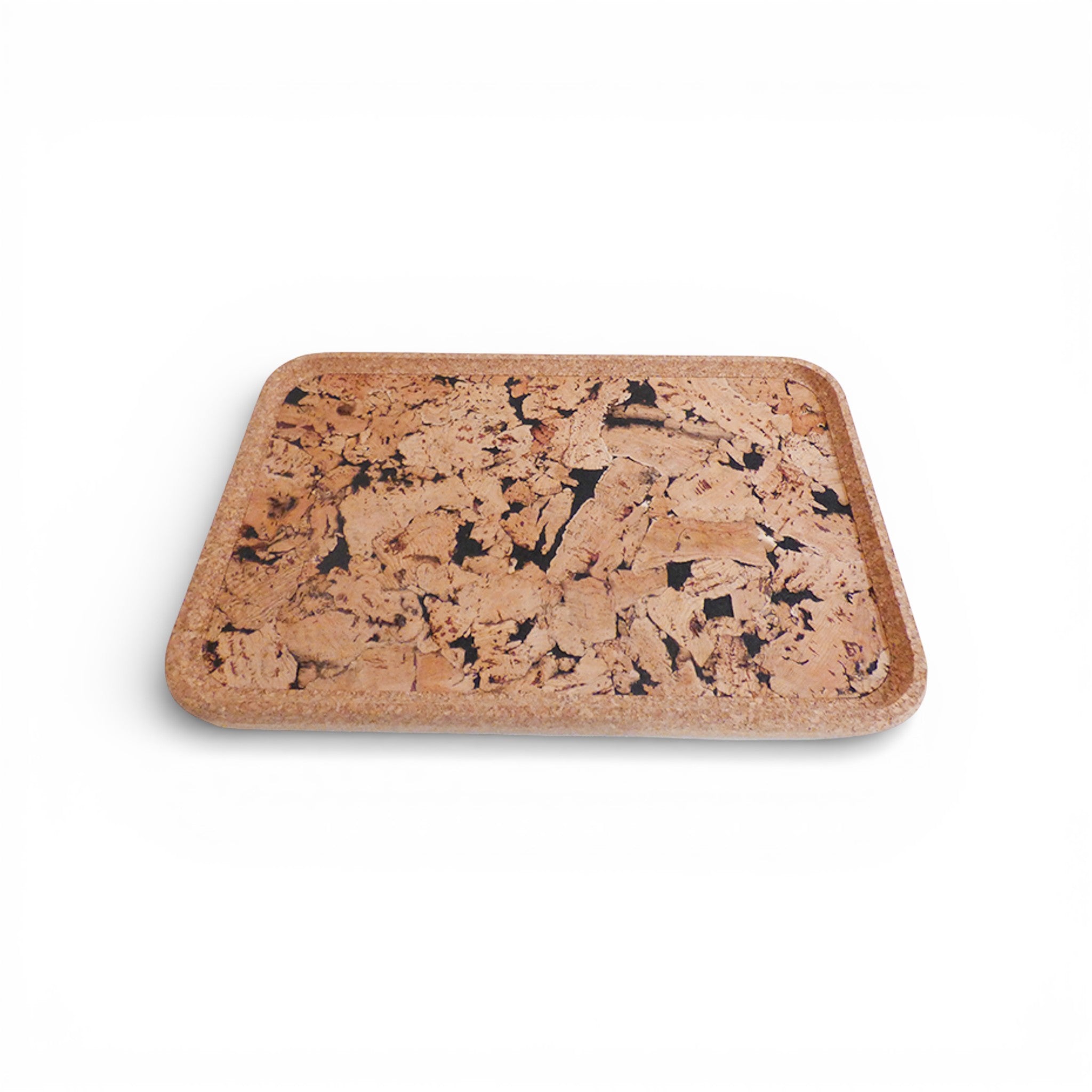 Rectangular natural cork serving tray by Viking, showcasing a sleek black design for elegant table settings.