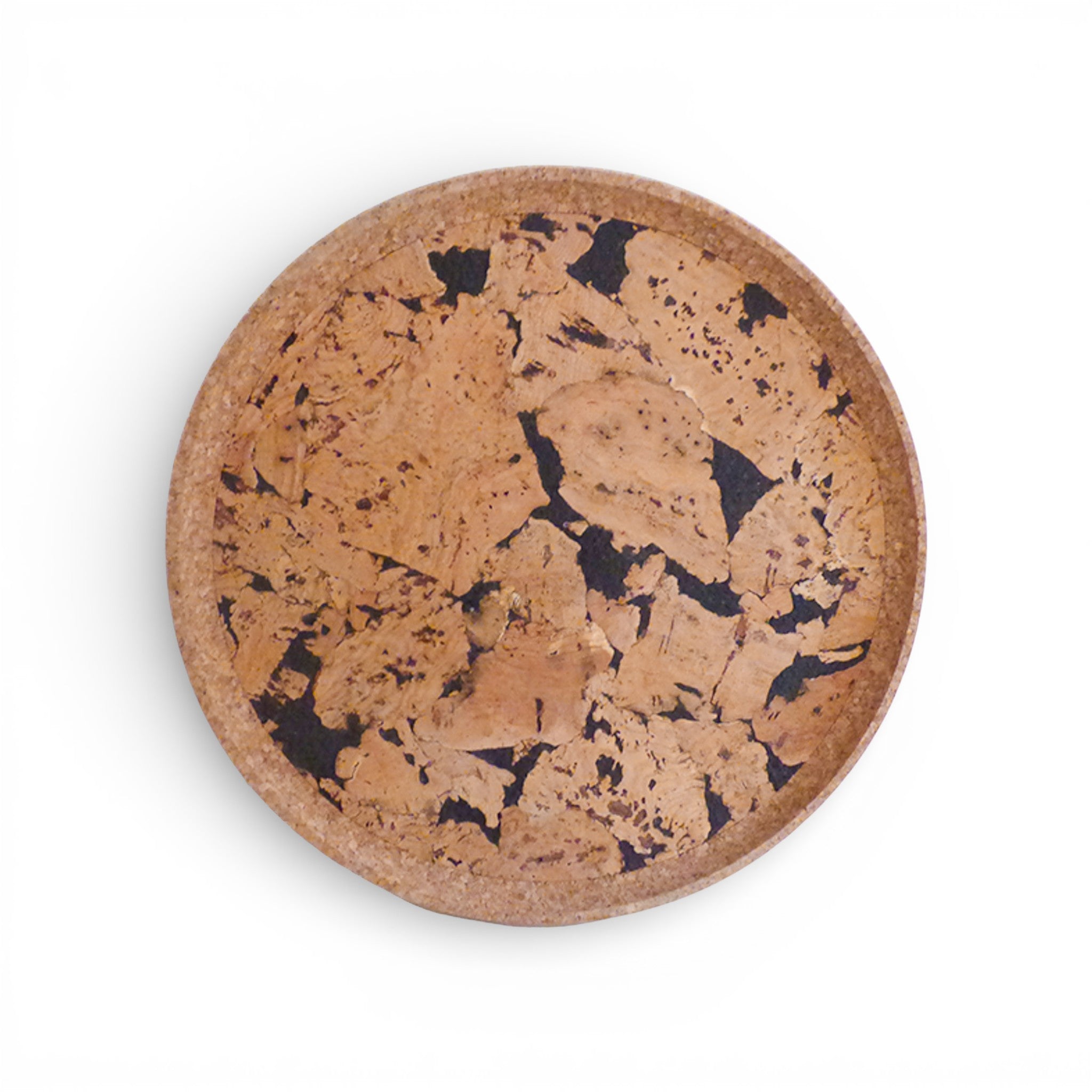 Plateau rond en liège naturel noir de Viking, élégant art de la table pour servir avec style.