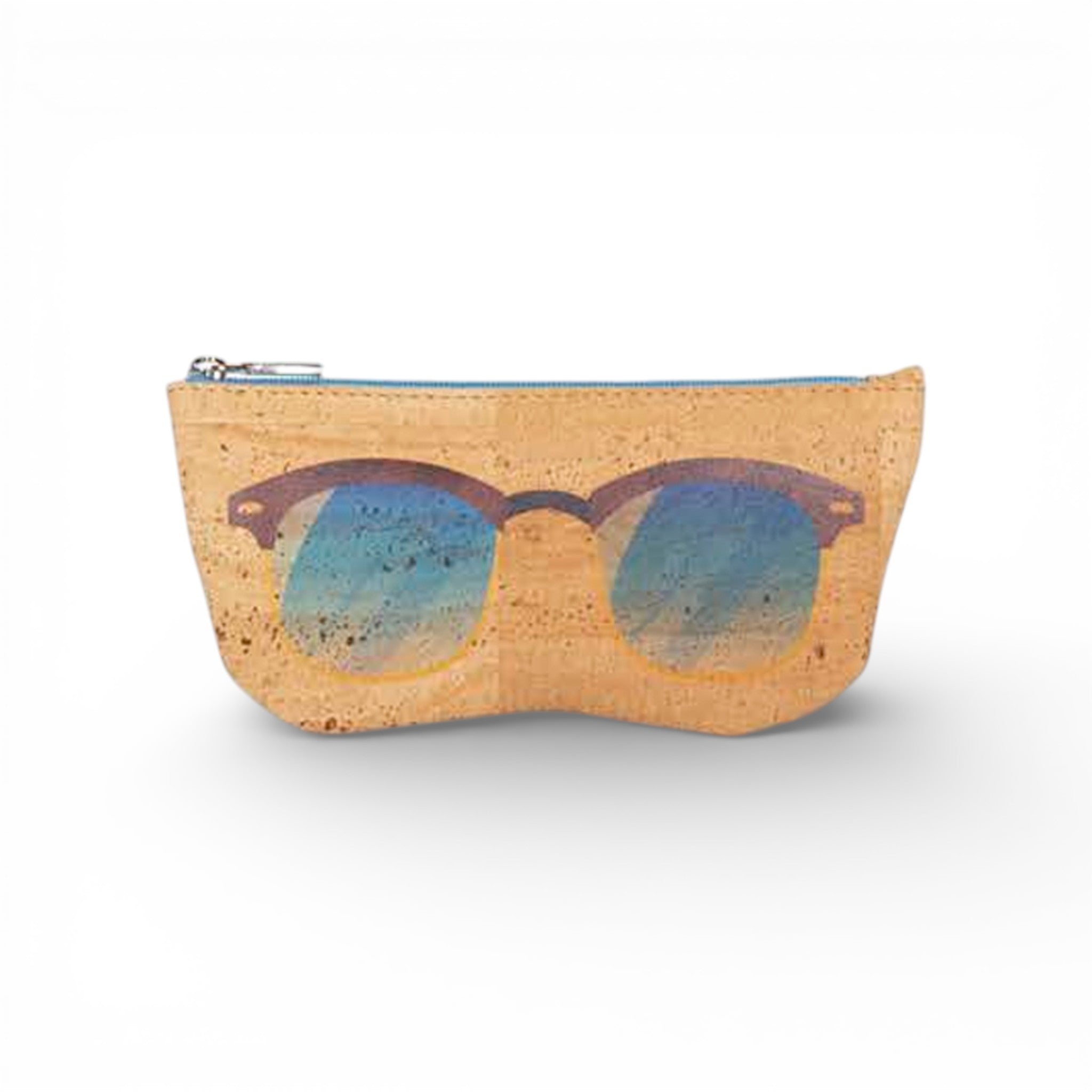 Étui à lunettes en liège imprimé lunettes à verres bleus — Artipel, zip bleu, Portugal