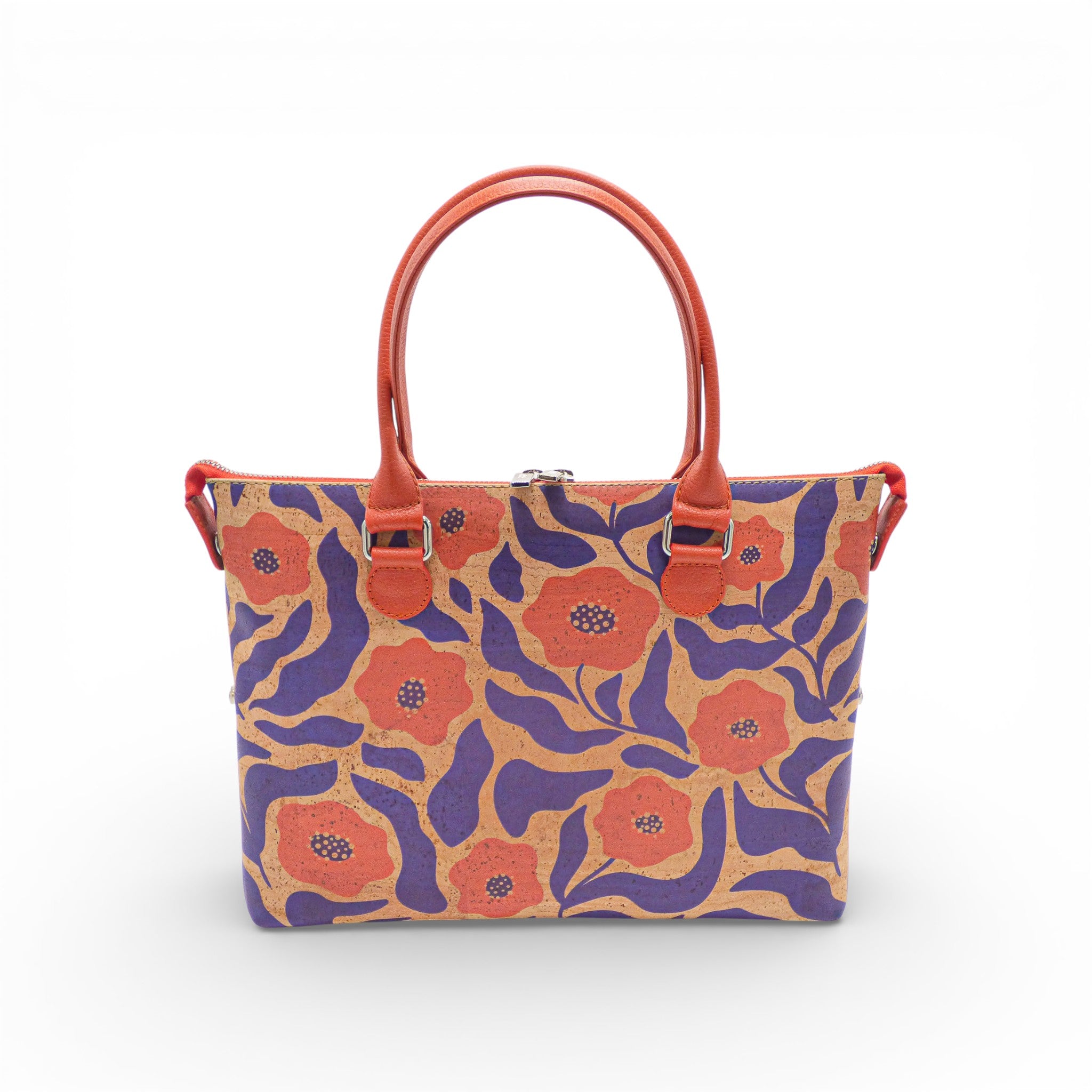 Petit sac modulable en liège rouge coquelicot, forme cabas — Artipel, fait main Portugal