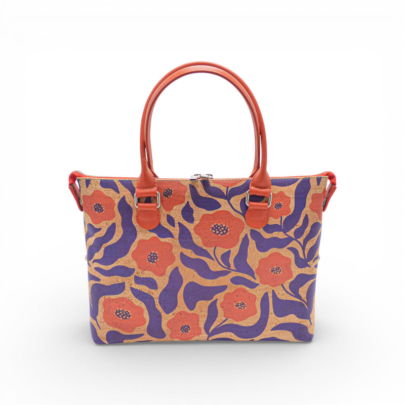 Petit sac modulable en liège rouge coquelicot, forme cabas — Artipel, fait main Portugal