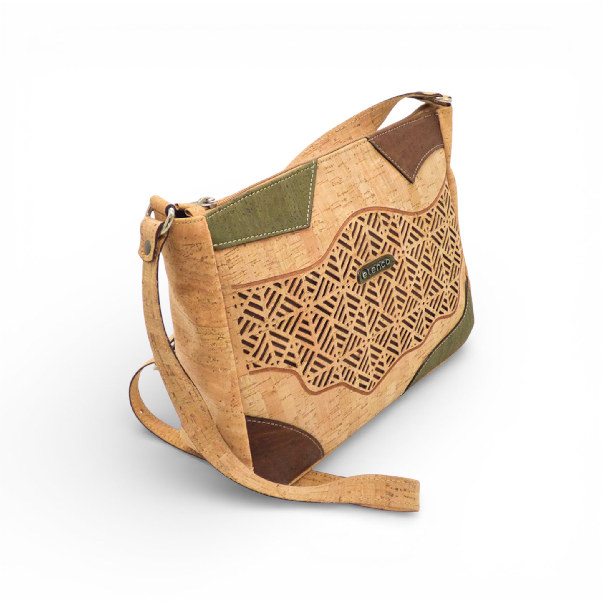 Sac bandoulière Mosaïque Elenco en liège - vue ouverte, intérieur - Portugal