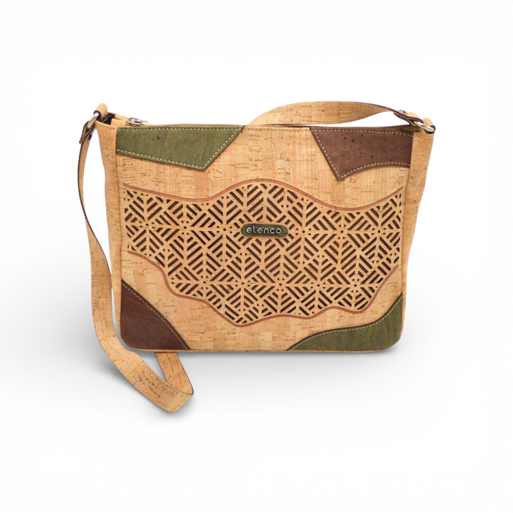 Sac bandoulière Mosaïque Elenco en liège - détail texture et couleurs - artisanat Portugal