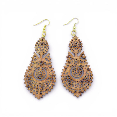 Boucles d'oreilles arabesques en liège du Portugal — Artipel femme cadeau bijoux