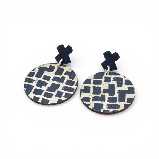 Boucle d'oreilles " Rondes B&W " - Artipel
