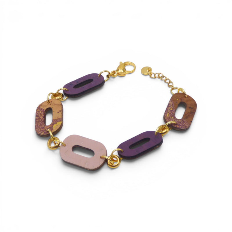 Bracelet fin en liège teint 5 couleurs avec fermoir doré, pièce unique artisanale Portugal