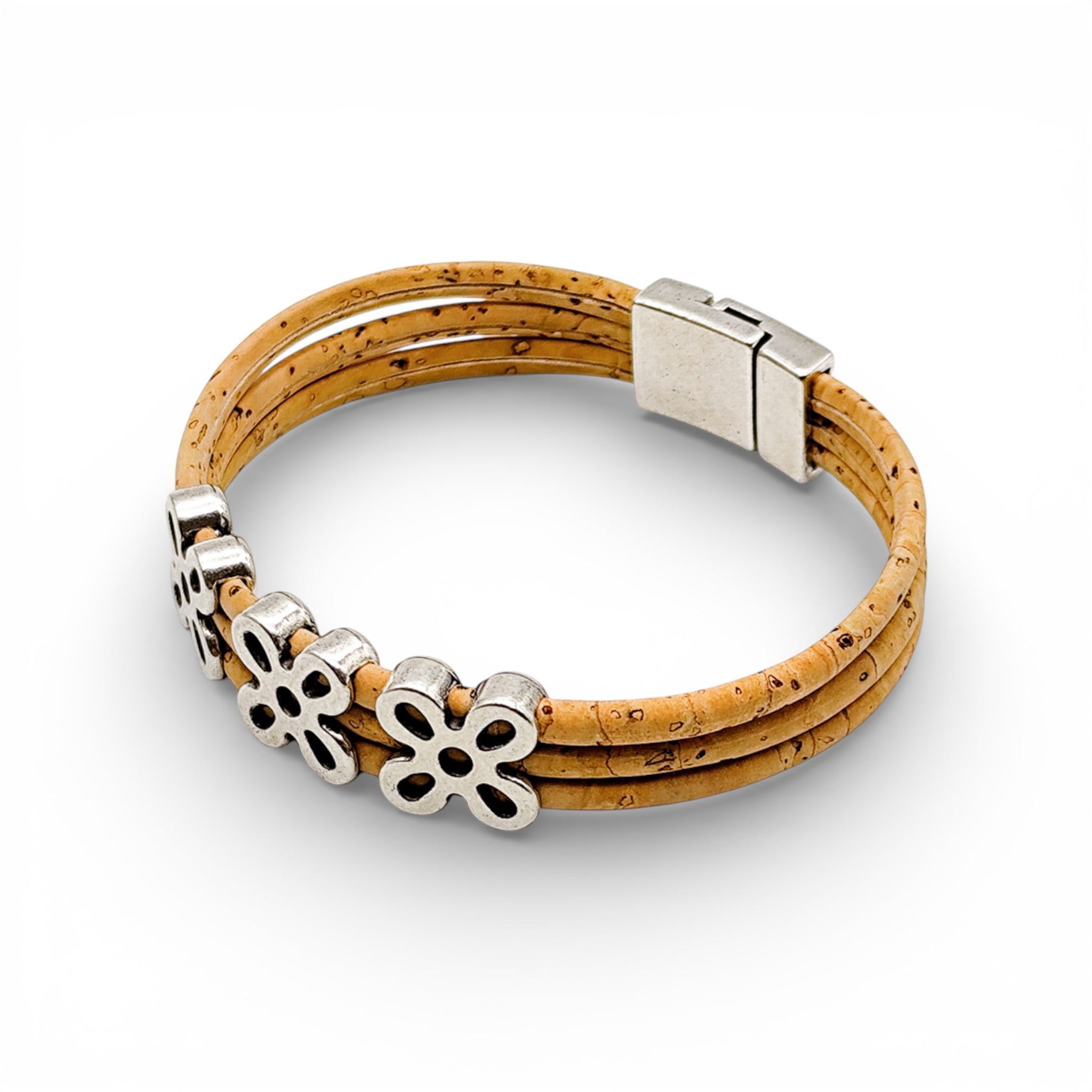 Bracelet vegan et éco-responsable en liège naturel du Portugal : Bracelet Liège Floral - Artipel - Home & Liège
