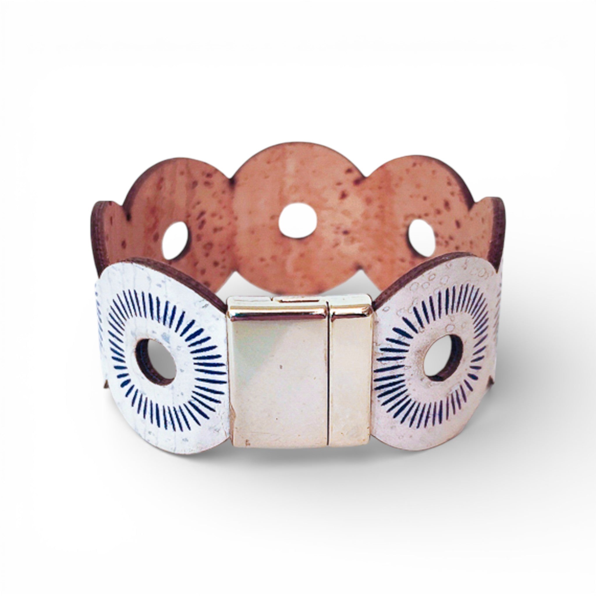 Bracelet vegan et éco-responsable en liège naturel du Portugal : Bracelet Liège Points d'Azur - Artipel - Home & Liège