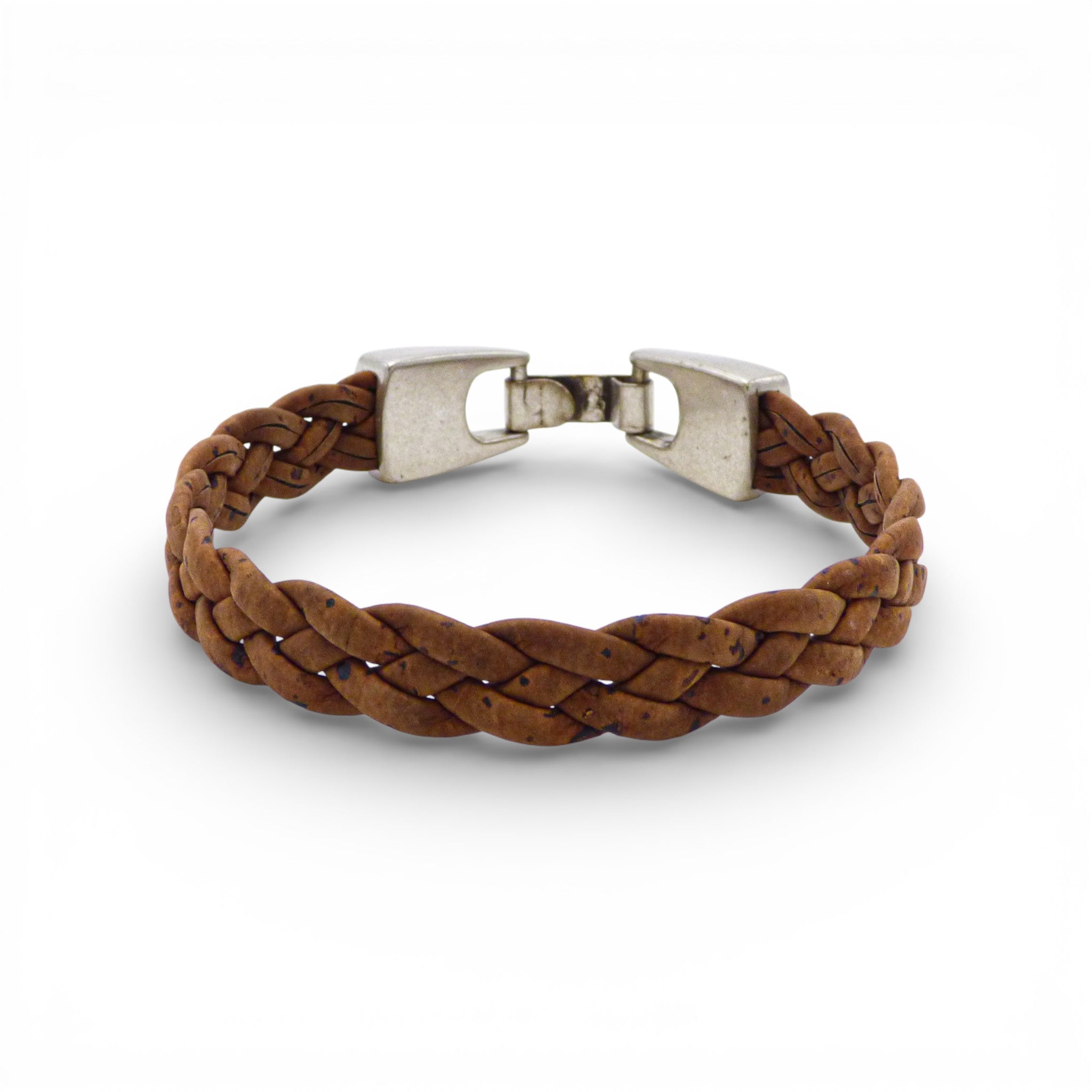 Brown flat braided cork bracelet for men by Artipel, perfect for casual or festive occasions.