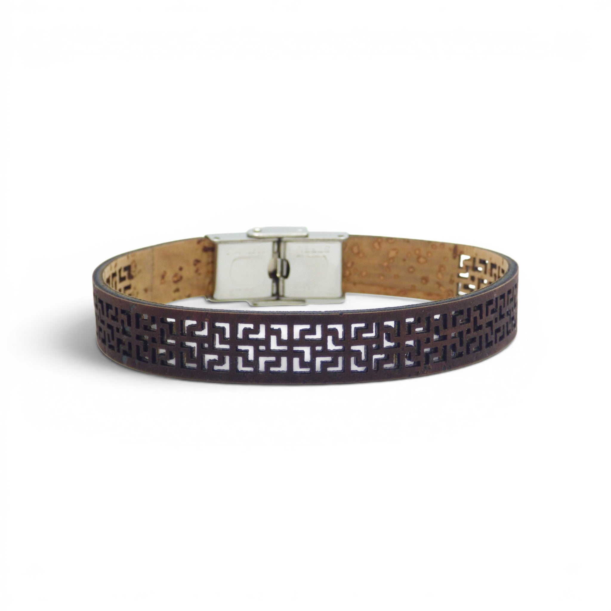Bracelet noir relief chevron en liège teint, bracelet vegan écoresponsable
