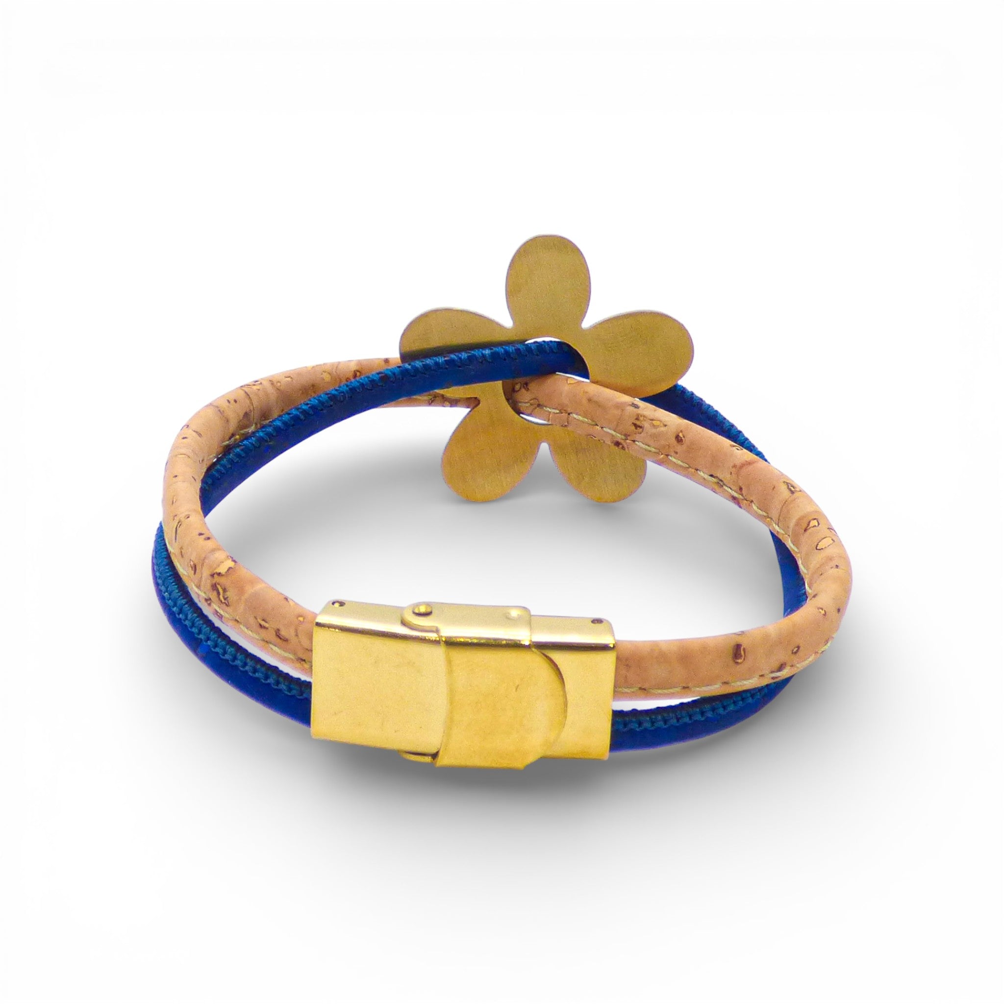 Gold "Marguerite" cork bracelet by Cork Colors featuring a delicate floral design and natural texture.