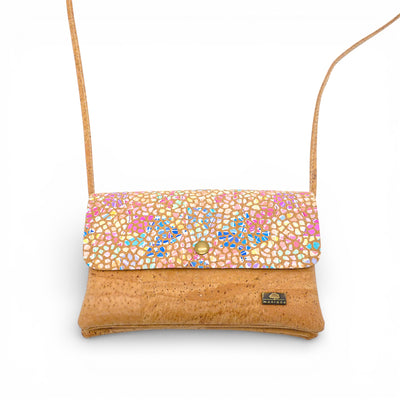 Pochette double poche en liège Montado - vue de face - texture naturelle