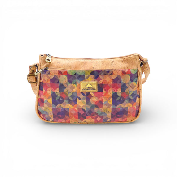 Petit sac bandoulière Montado en liège - vue face, texture naturelle - Portugal