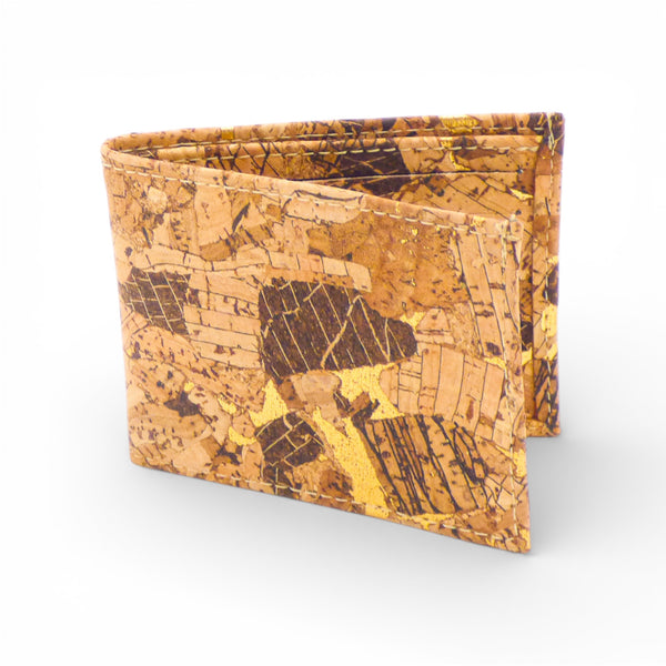 Bifold cork card holder "Mosaïque" by Cork Design featuring a stylish mosaic pattern and natural texture.