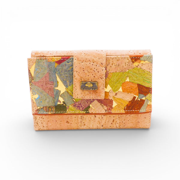 Portefeuille compact Éclat de Liège Montado - vue principale - liège naturel moucheté or