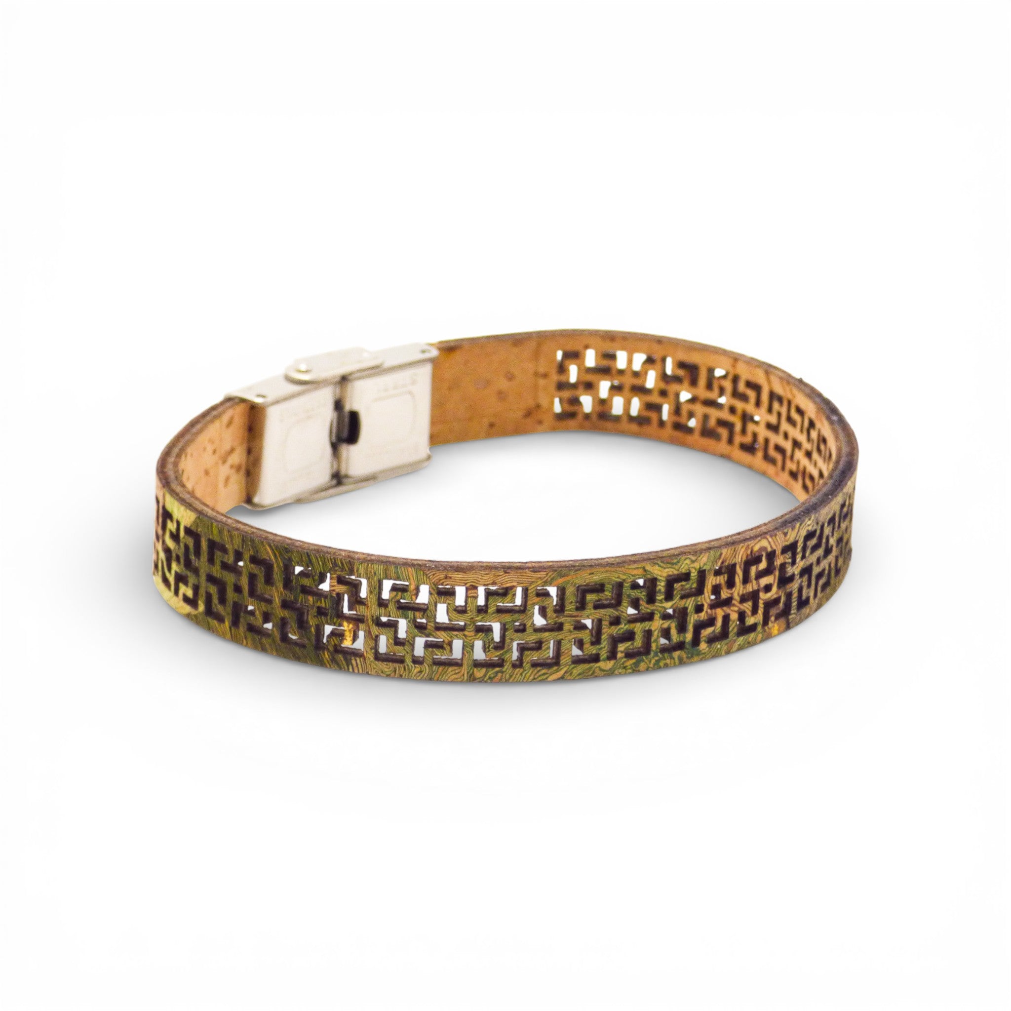 Motif géométrique liège — bracelet Cork Colors femme artisanal