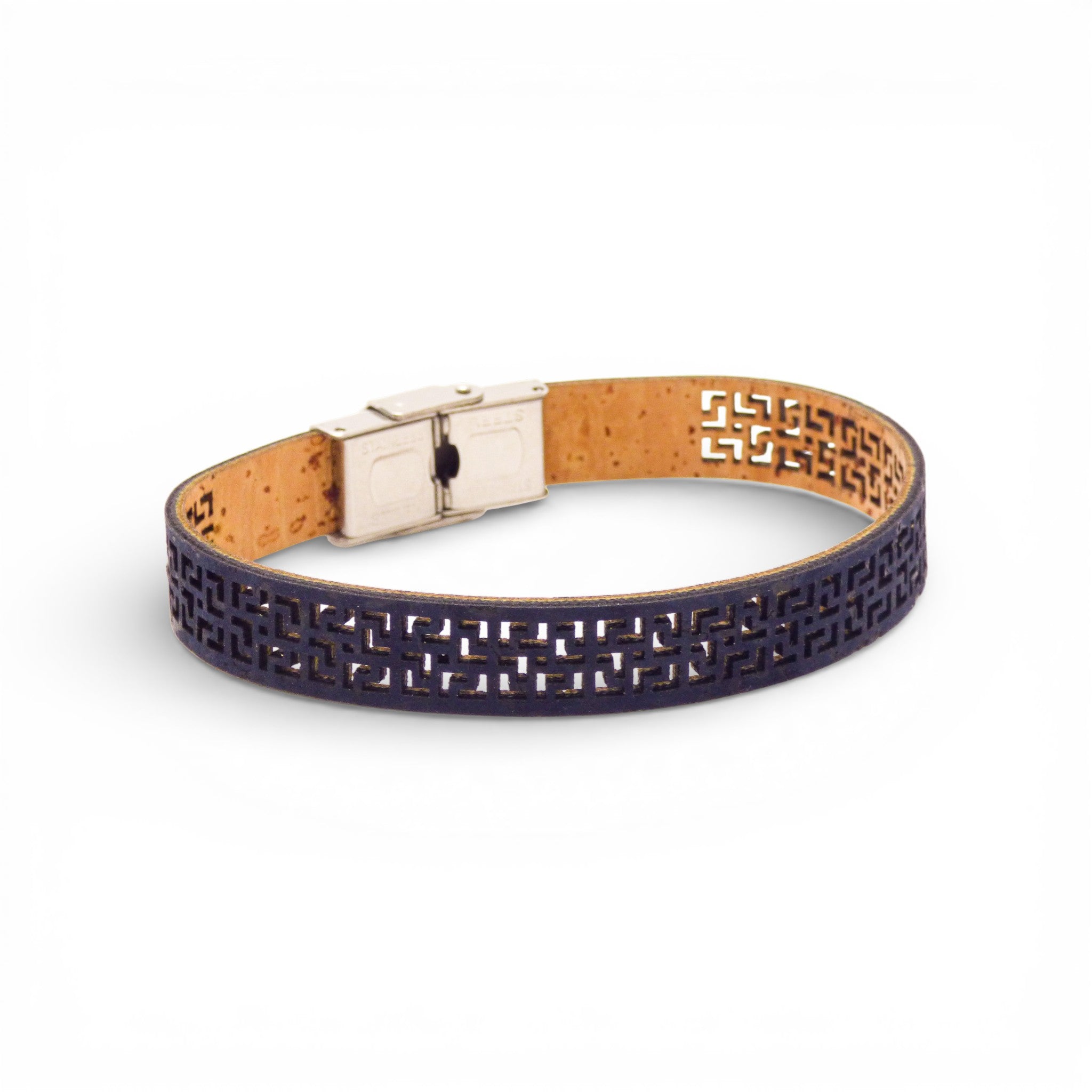 Manchette naturel liège — Cork Colors femme métal blanchi bijoux artisanat