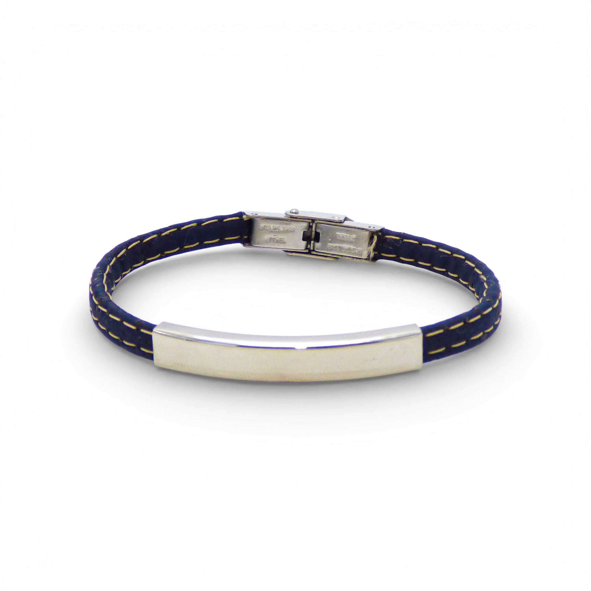 Adjustable blue minimalist bracelet by Cork Colors featuring cork material and sleek design.