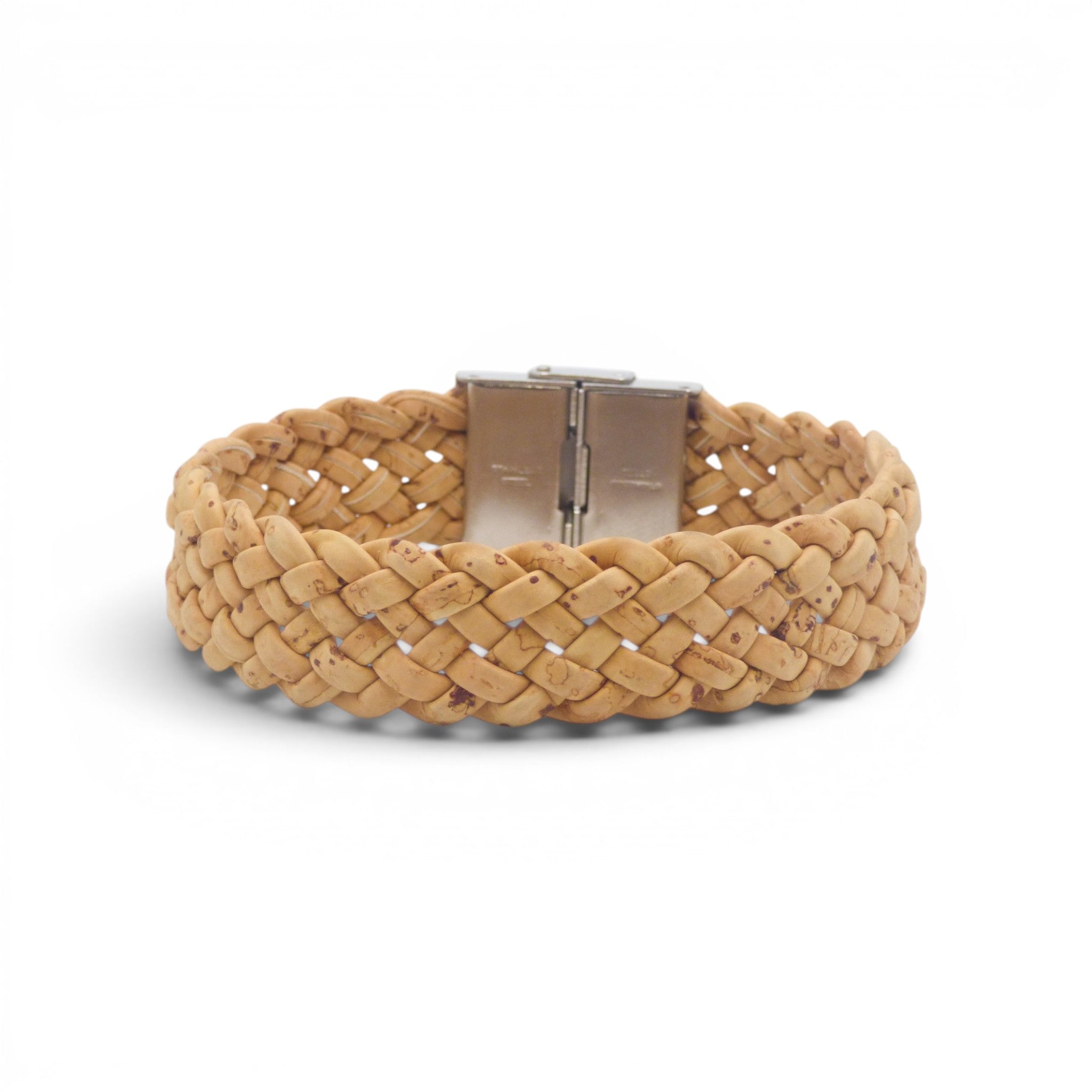 Bracelet en liège tressé naturel clair, accessoire vegan fait main Portugal