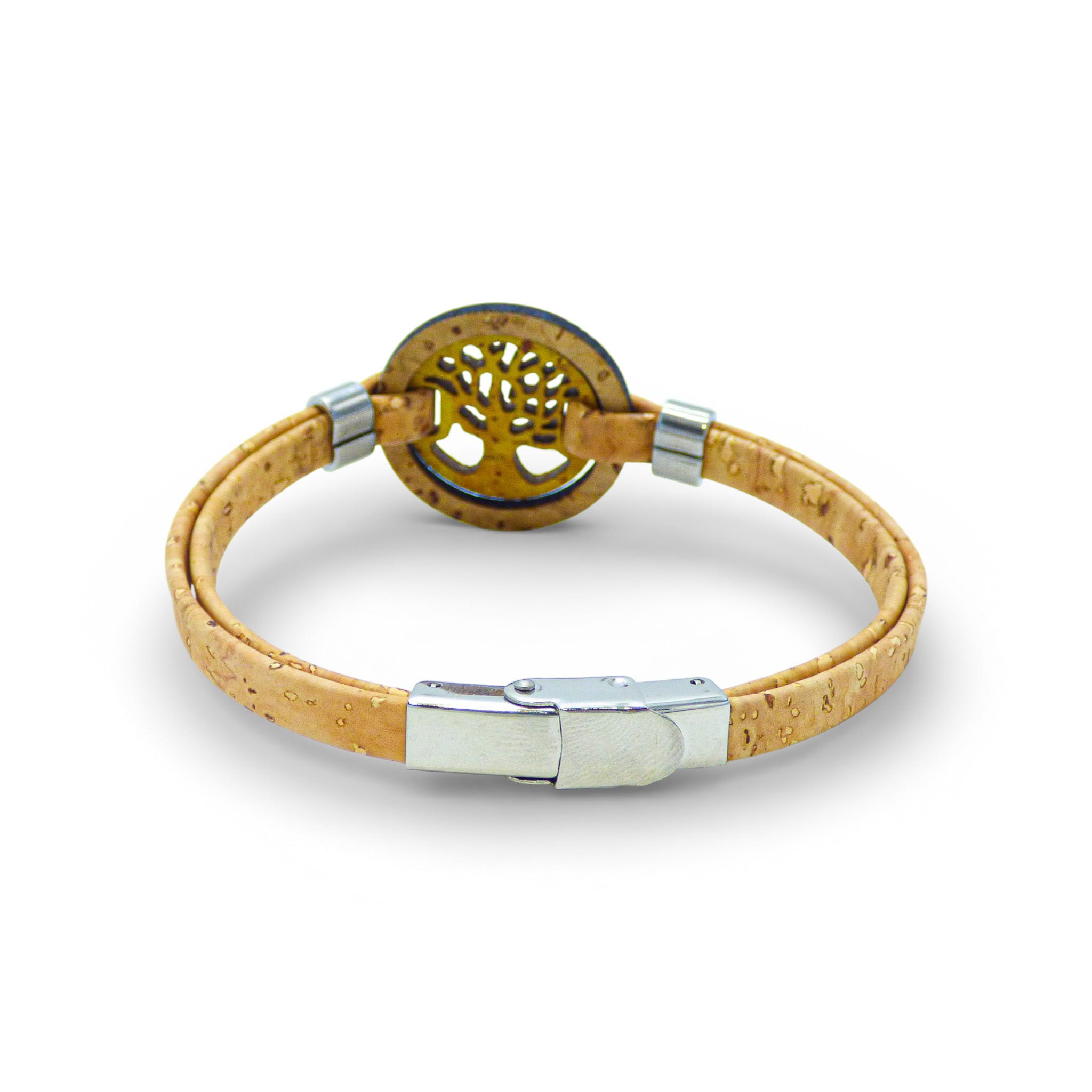 Violet Cork Colors bracelet featuring a Tree of Life medallion, showcasing a natural and eco-friendly design.