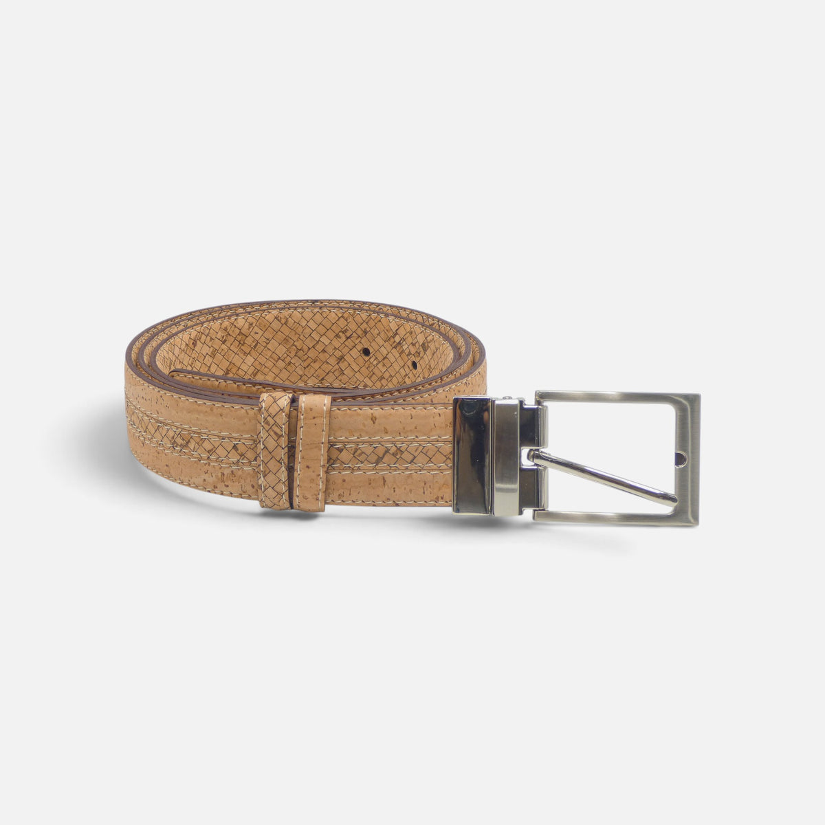 Ceinture en liège texturé avec boucle ardillon, passant assorti