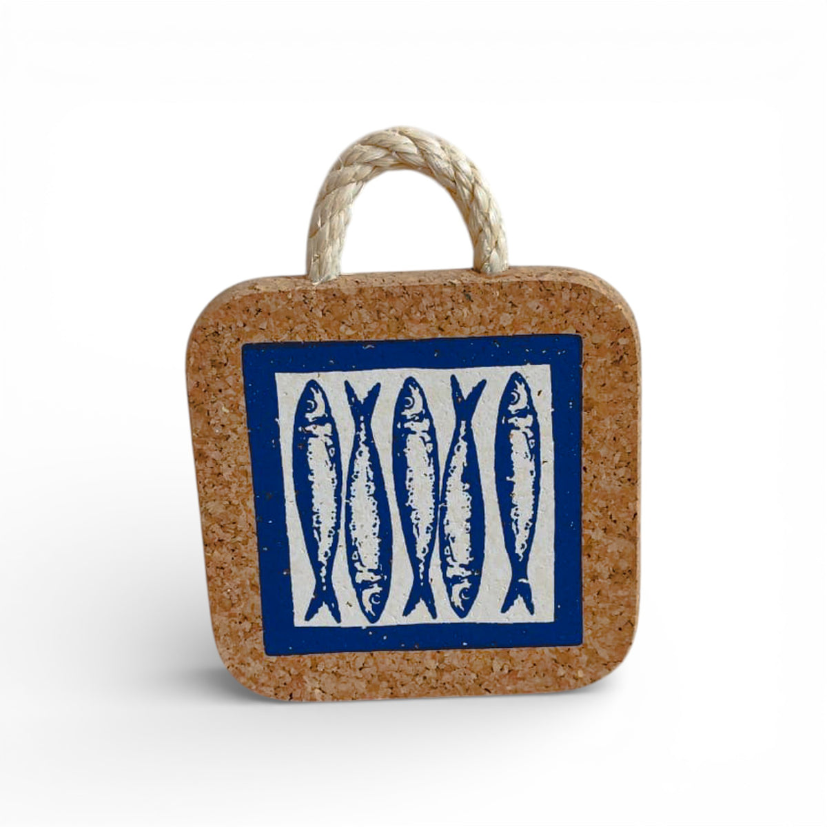 Dessous de plat sardines bleu en liège Viking - motif sardine bleu