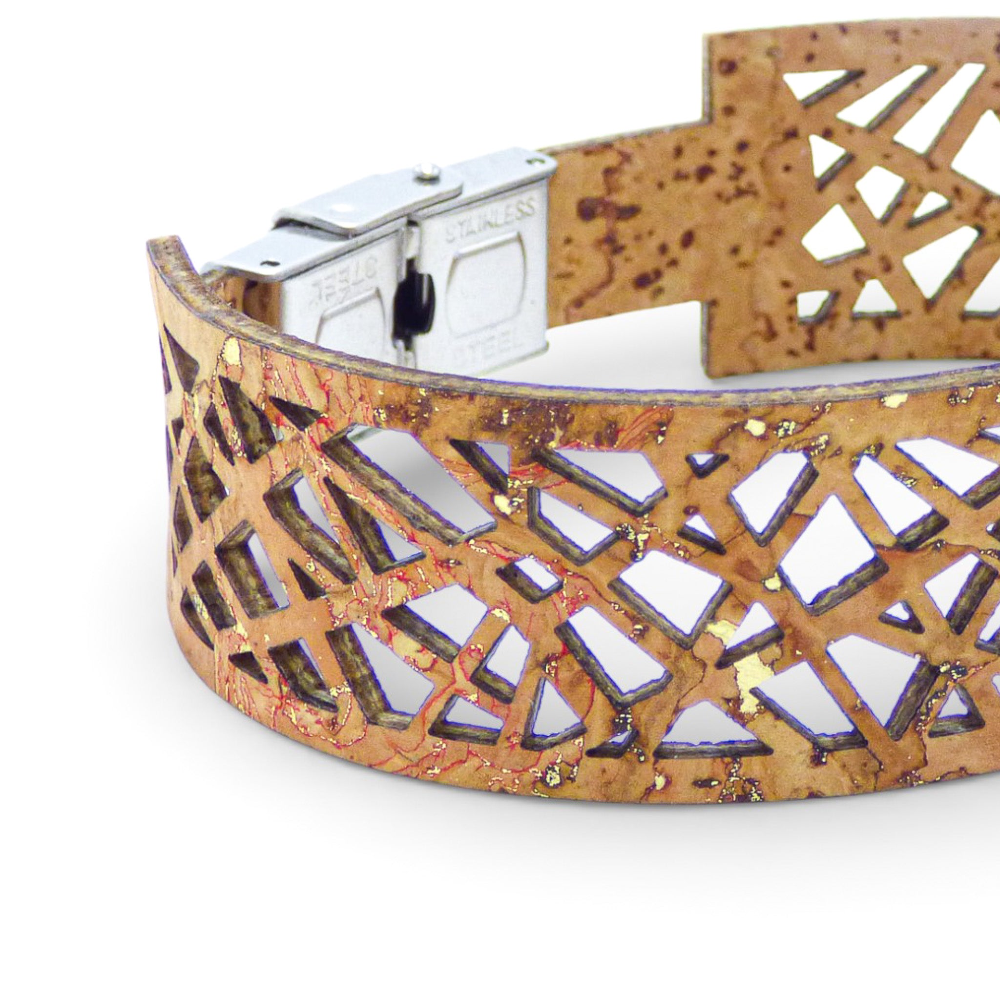 Manchette artisanat liège — Cork Colors géométrique femme bijoux