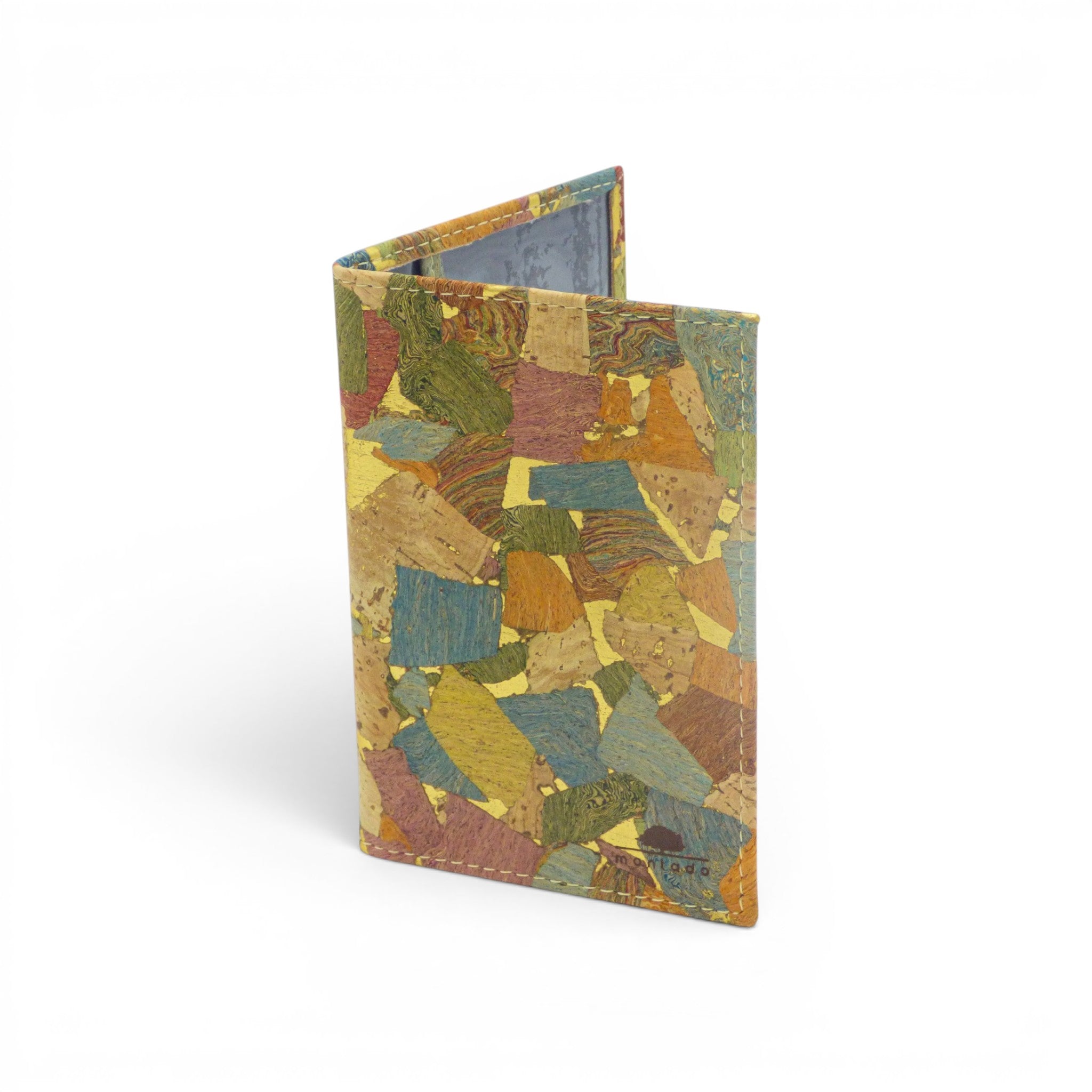 Pochette liège fermée patchwork couleurs vives, accessoire voyage compact