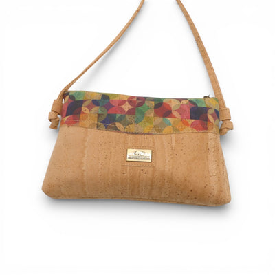 Pochette bandoulière bandeau Montado en liège - coloris arc-en-ciel - vue de face