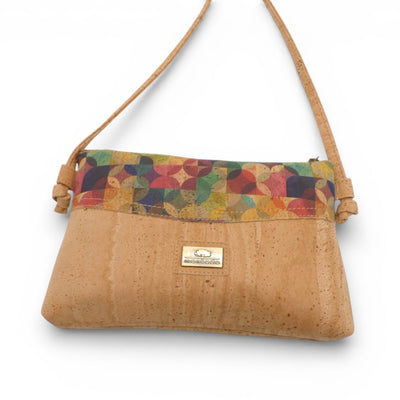 Pochette bandoulière bandeau Montado en liège - coloris arc-en-ciel - vue de face