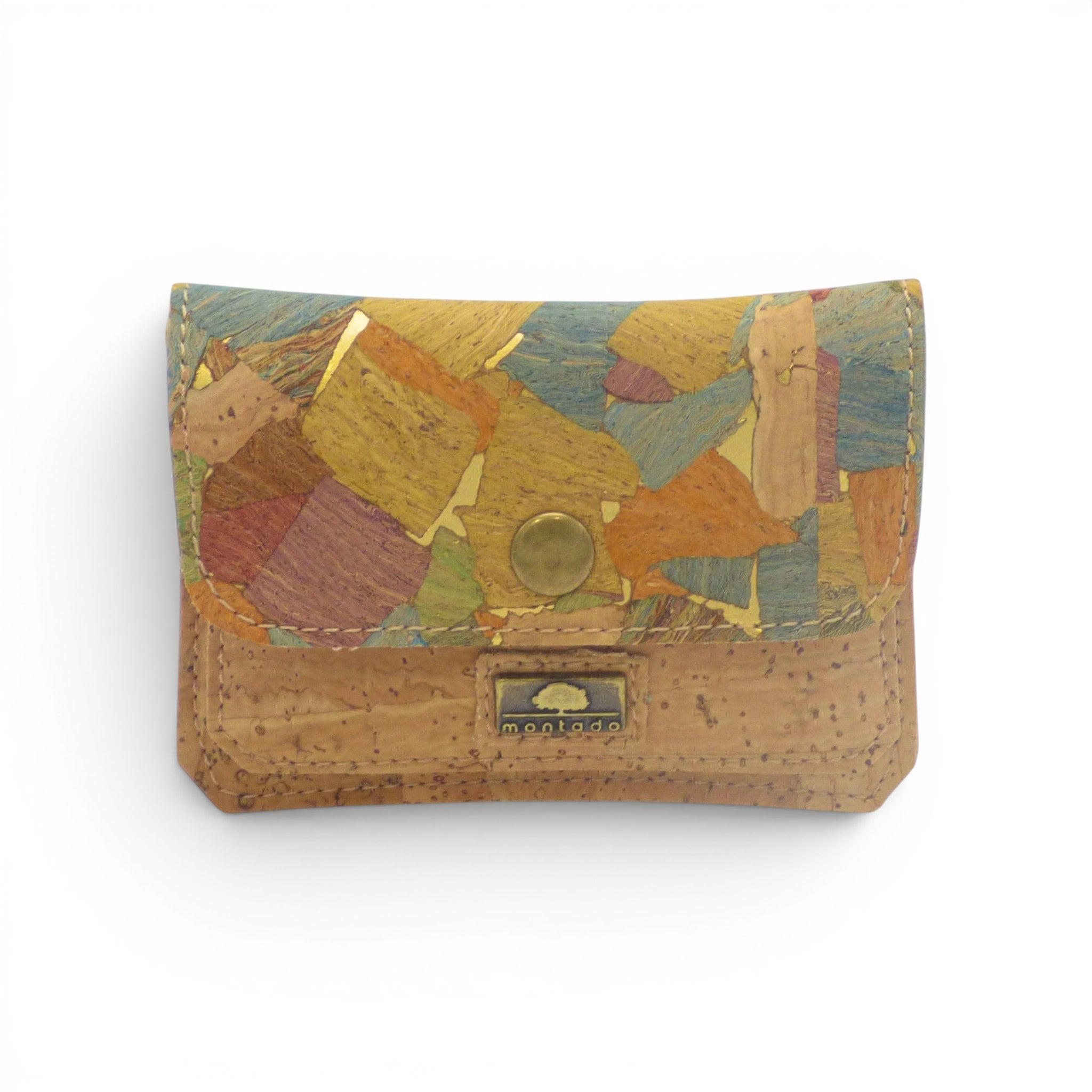 Porte-cartes patchwork mosaïque pastel rose bleu orange jaune
