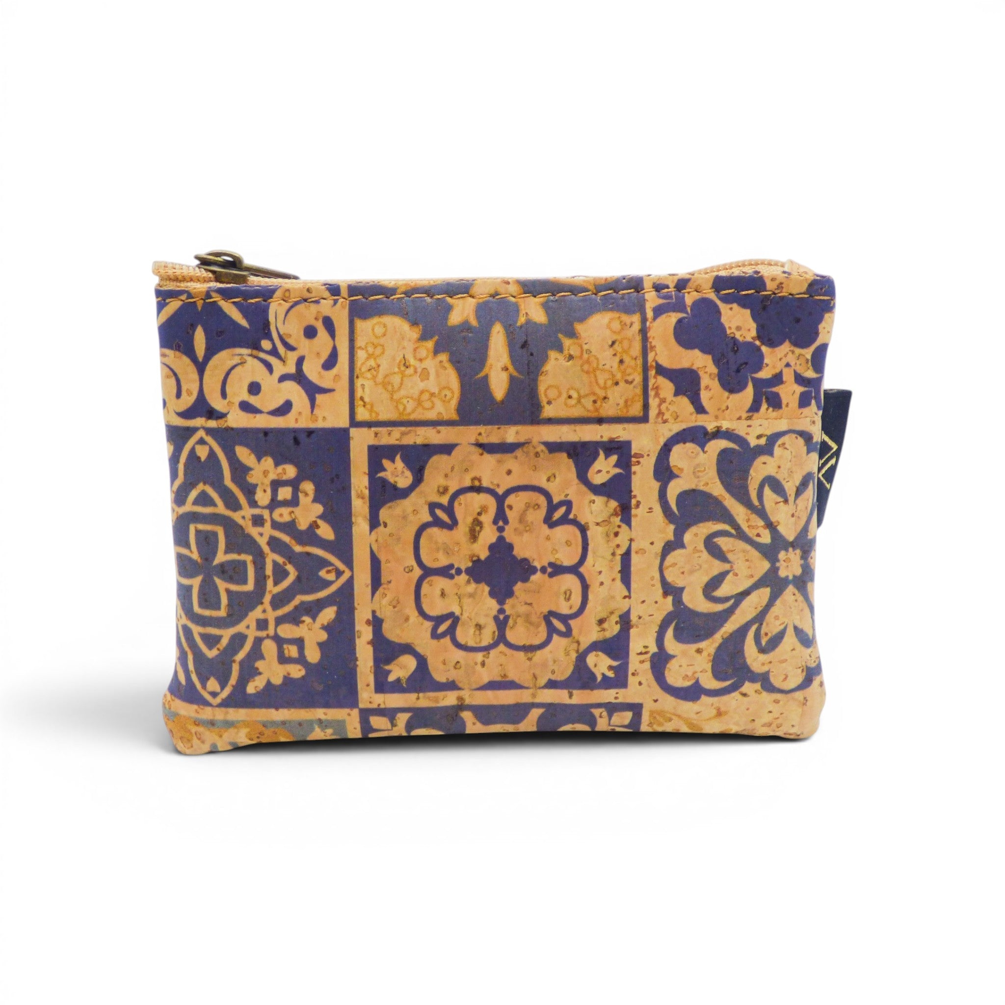 Motif azulejos bleu marine et doré sur porte-monnaie